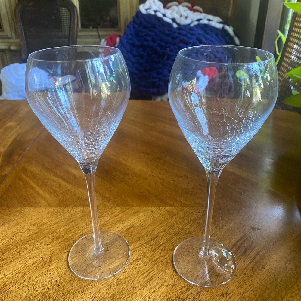 Pier 1 Crackle Reflections 9 3/4”Goblet Set